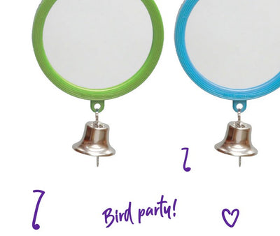 Bird Mirror Round With Bell Small 