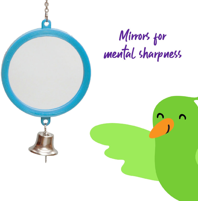 Bird Mirror Round With Bell Large 