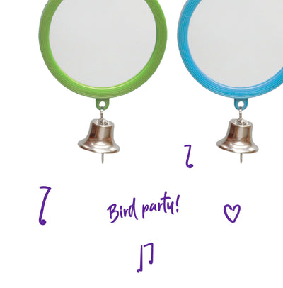 Bird Mirror Round With Bell Large 