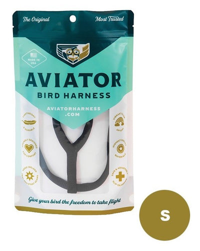 Bird Harness & Leash Aviator Black Small