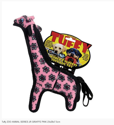 Tuffy Dog Toy Giraffe Jr Pink 23cm Tuffscale 8