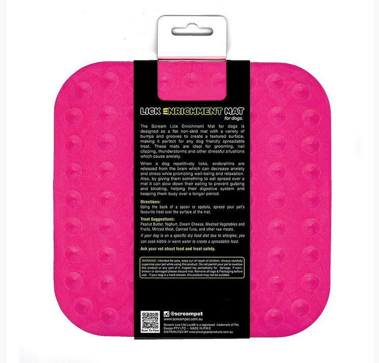 Lick Mat Scream Square Non Skid Base Pink