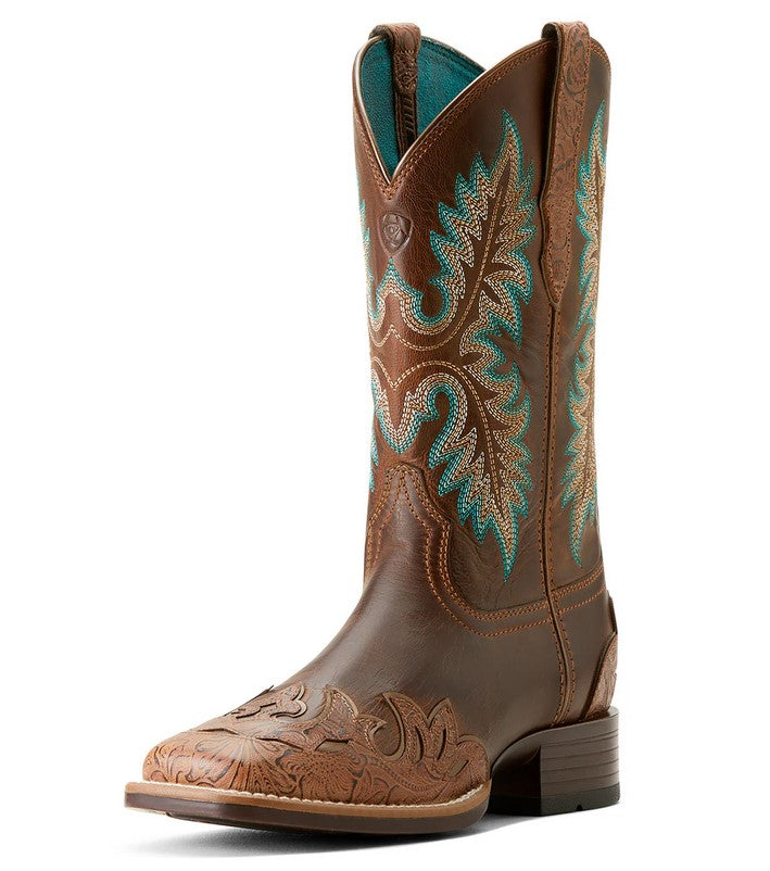 Western Boots Ariat Bryce Canyon Floral Embossed Tan & Sassy Brown Ladies [:7.0]