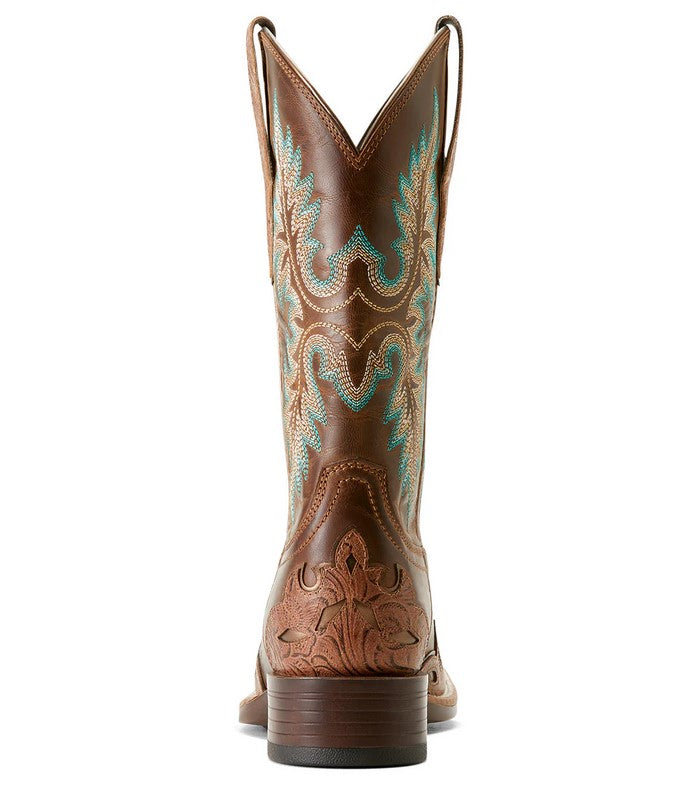 Western Boots Ariat Bryce Canyon Floral Embossed Tan & Sassy Brown Ladies [:7.0]