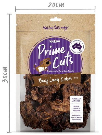 Kazoo Treat Dog Prime Cuts Beef Lung Cubes 150gm