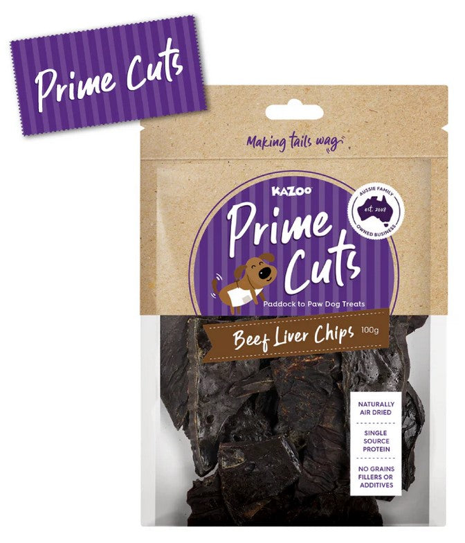 Kazoo Treat Dog Prime Cuts Beef Liver Chips 100gm