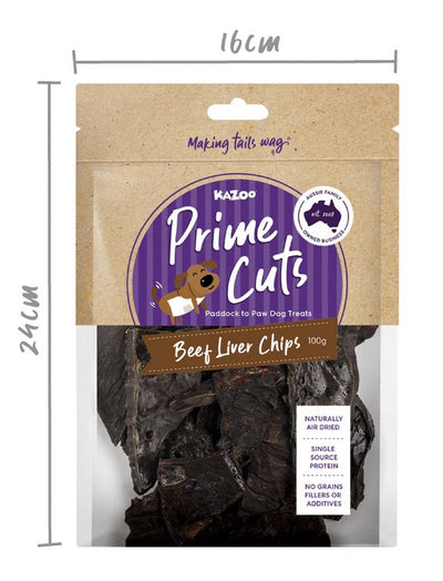 Kazoo Treat Dog Prime Cuts Beef Liver Chips 100gm