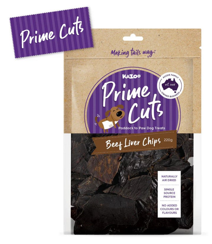 Kazoo Treat Dog Prime Cuts Beef Liver Chips 220gm