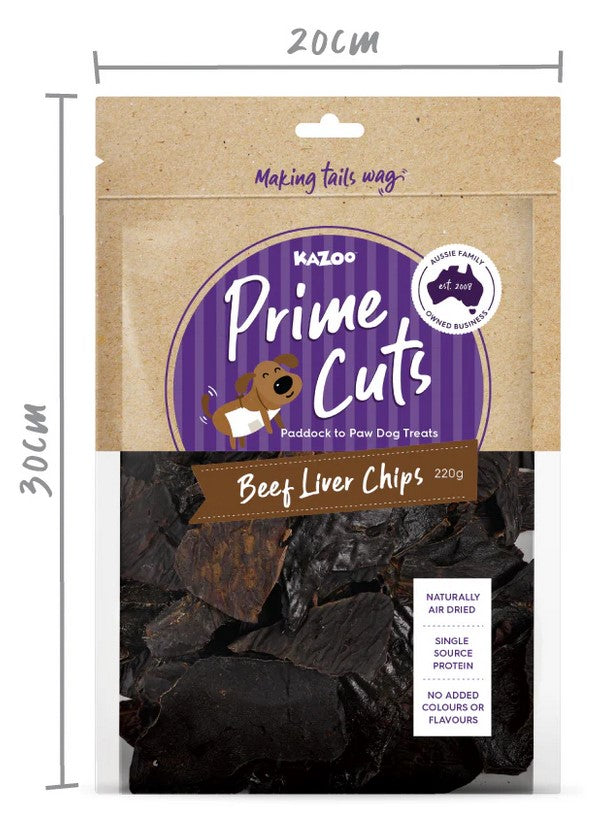 Kazoo Treat Dog Prime Cuts Beef Liver Chips 220gm