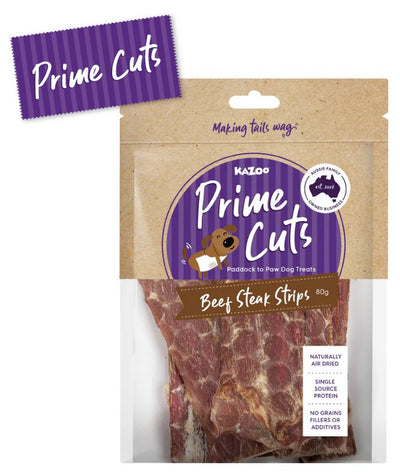 Kazoo Treat Dog Prime Cuts Beef Steak Strips 80gm