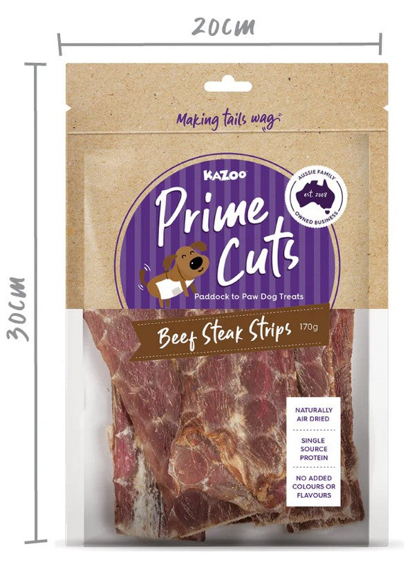 Kazoo Treat Dog Prime Cuts Beef Steak Strips 170gm