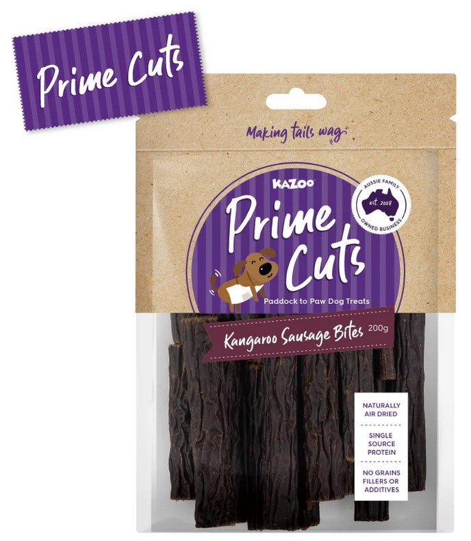 Kazoo Treat Dog Prime Cuts Kangaroo Sausage Bites 200gm