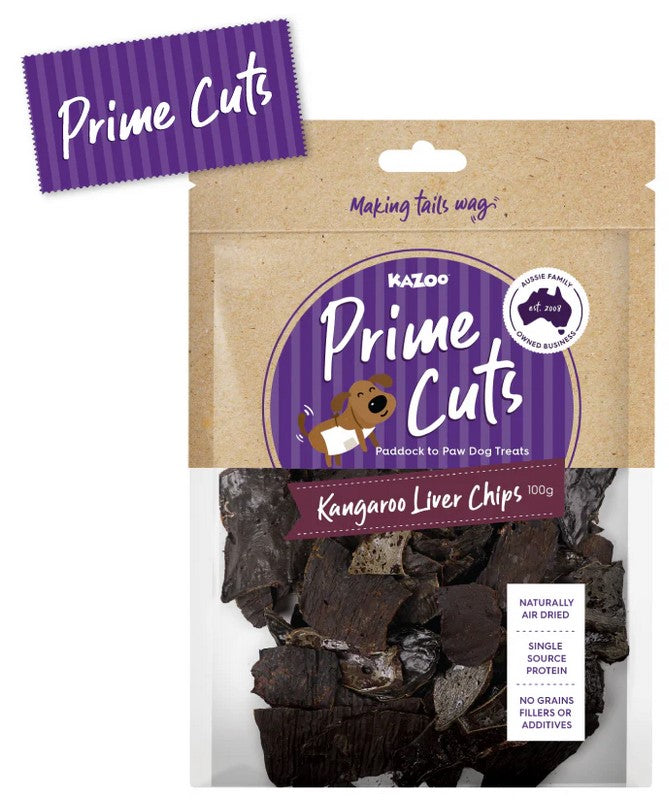 Kazoo Treat Dog Prime Cuts Kangaroo Liver Chips 100gm