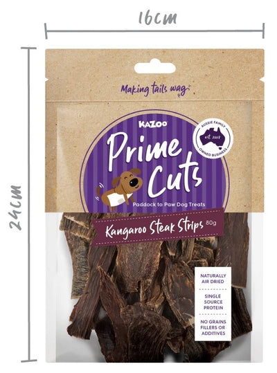 Kazoo Treat Dog Prime Cuts Kangaroo Steak Strips 80gm