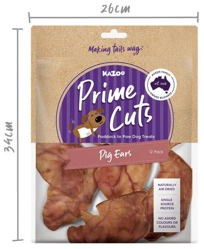 Kazoo Treat Dog Prime Cuts Pig Ears 12pack