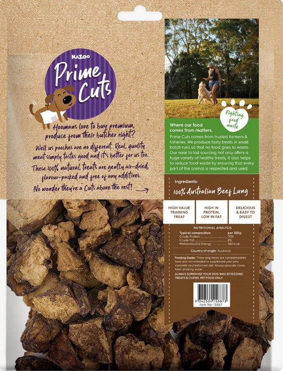 Kazoo Treat Dog Prime Cuts Beef Lung Cubes 500gm