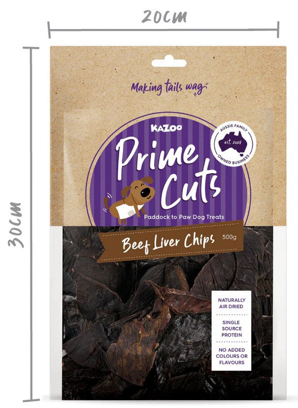 Kazoo Treat Dog Prime Cuts Beef Liver Chips 500gm