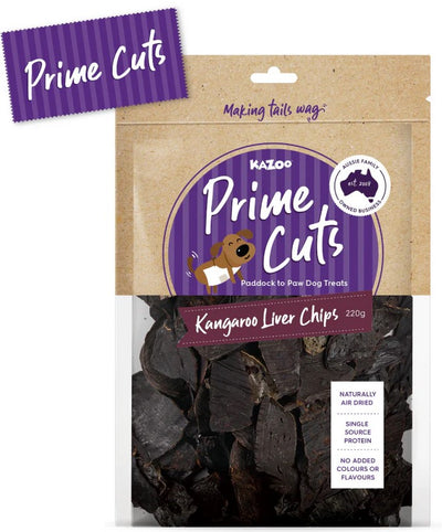 Kazoo Treat Dog Prime Cuts Kangaroo Liver Chips 220gm