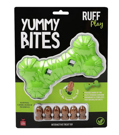 Ruff Play Dog Toy Yummy Bites Bone Green