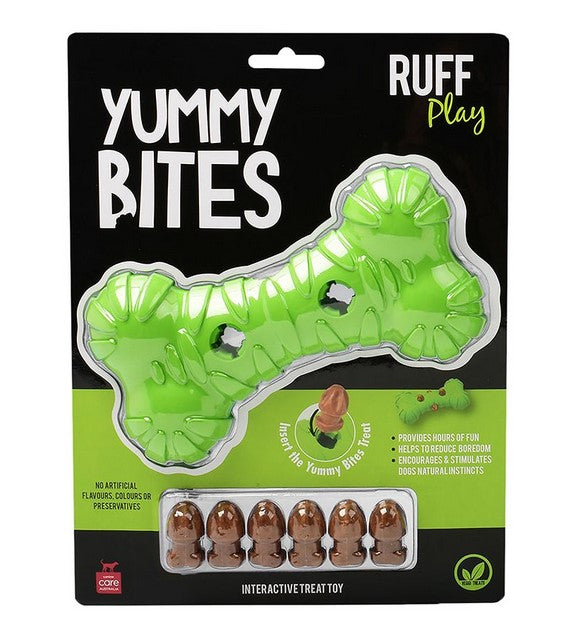 Ruff Play Dog Toy Yummy Bites Bone Green