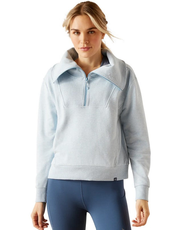 Sweatshirt Ariat Fern 1/2 Zip S24 Heathered Glacier Lake Ladies [:xs]