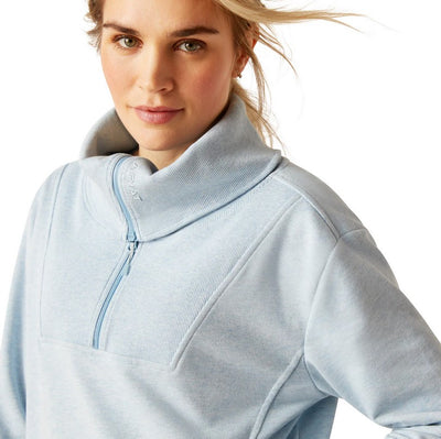 Sweatshirt Ariat Fern 1/2 Zip S24 Heathered Glacier Lake Ladies [:xs]