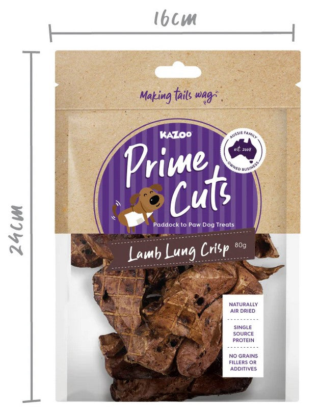 Kazoo Treat Dog Prime Cuts Lamb Lung Crisp 80gm