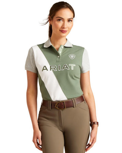 Polo Top Ariat Taryn Short Sleeve S24 Duck Green Ladies [:extra Small]