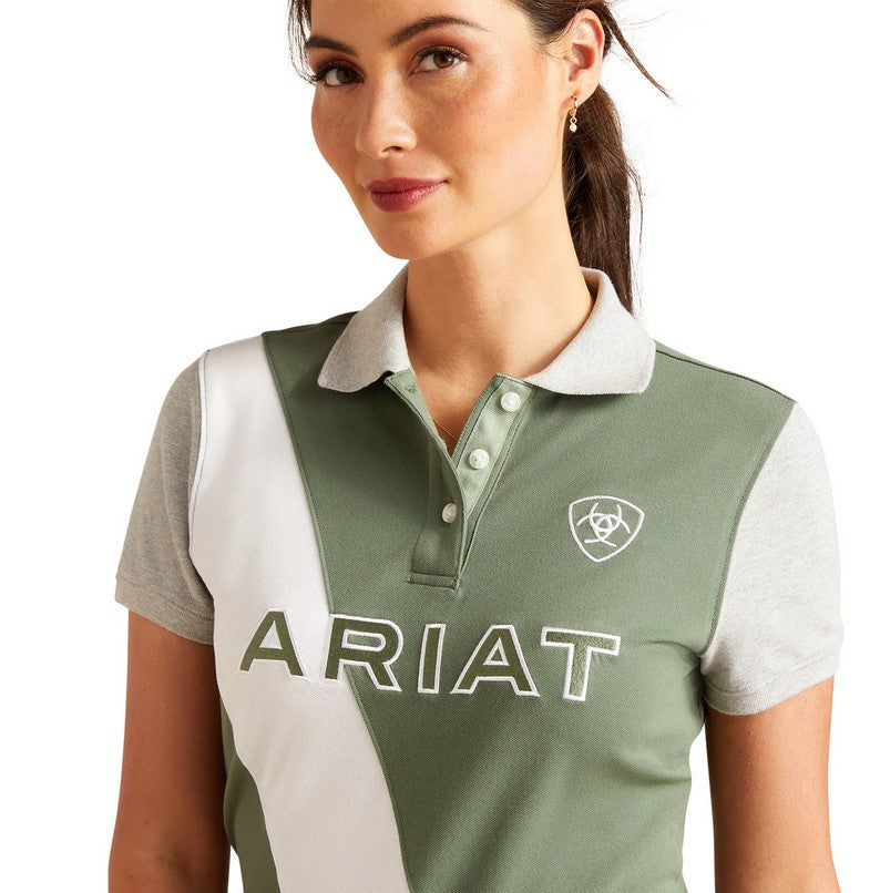 Polo Top Ariat Taryn Short Sleeve S24 Duck Green Ladies [:extra Small]