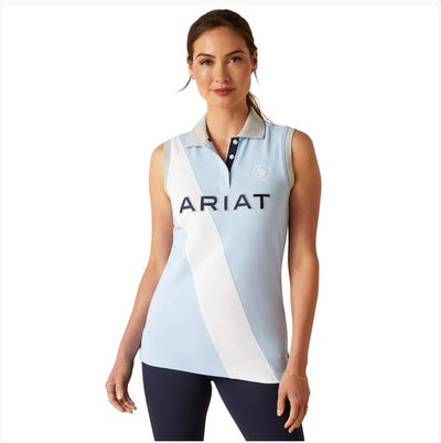 Polo Top Ariat Taryn Sleeveless S24 Chambray Blue Ladies [:extra Small]