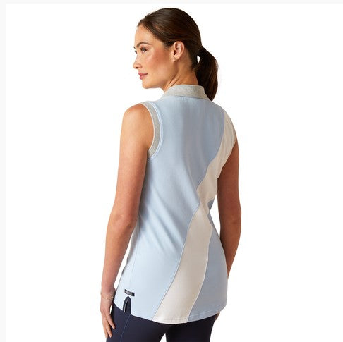 Polo Top Ariat Taryn Sleeveless S24 Chambray Blue Ladies [:extra Small]