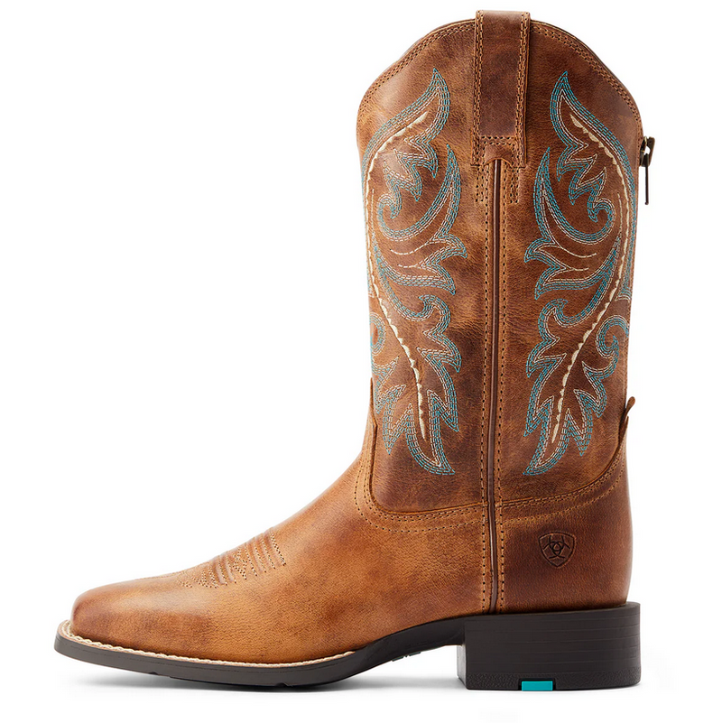 Western Boots Ariat Round Up Back Zip Desert Sand Ladies [:7.0]