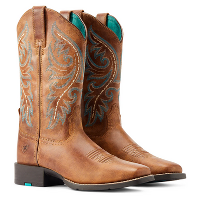 Western Boots Ariat Round Up Back Zip Desert Sand Ladies [:7.0]