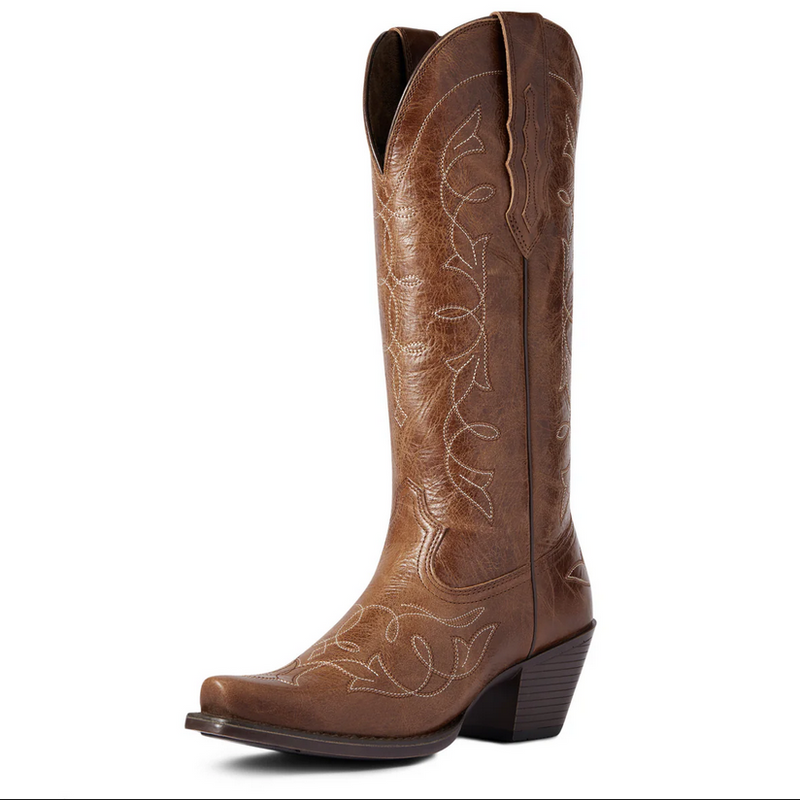 Western Boots Ariat Heritage D Toe Stretch Fit Dark Tan Ladies [:7.0]