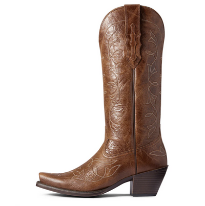 Western Boots Ariat Heritage D Toe Stretch Fit Dark Tan Ladies [:7.0]