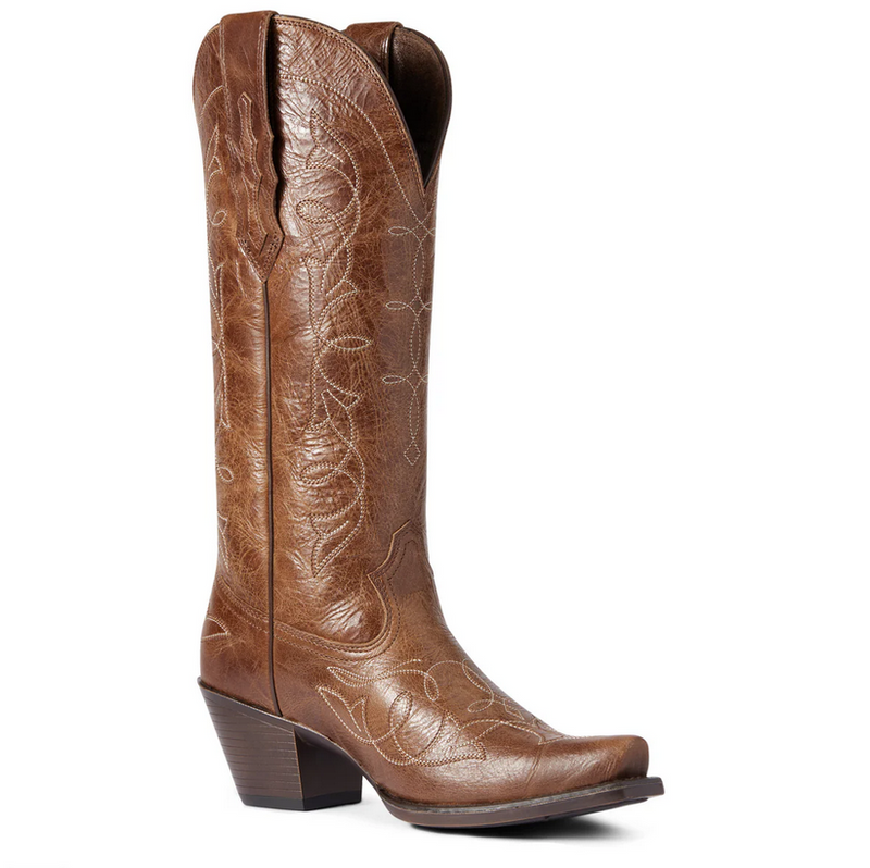 Western Boots Ariat Heritage D Toe Stretch Fit Dark Tan Ladies [:7.0]