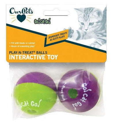 Cat Toy Play N Treat Ball 6cm Pack Of 2-Cat Gyms & Toys-Ascot Saddlery