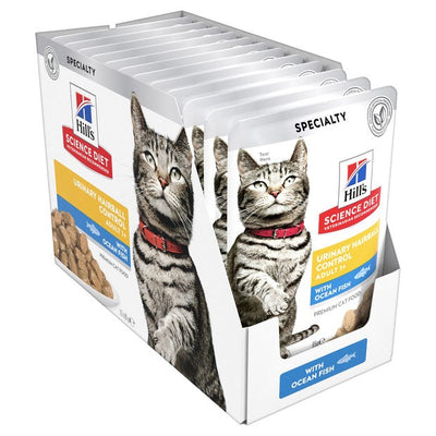 Hills Cat Wet Pouch Urinary Hairball Fish 85gm Box Of 12-Cat Food & Treats-Ascot Saddlery