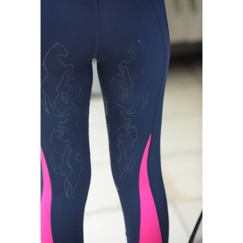 Huntington Emma Lycra Stretch Breeches Navy & Pink Ladies-CLOTHING: Jodhpurs & Breeches Ladies-Ascot Saddlery