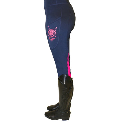 Huntington Emma Lycra Stretch Breeches Navy & Pink Ladies-CLOTHING: Jodhpurs & Breeches Ladies-Ascot Saddlery