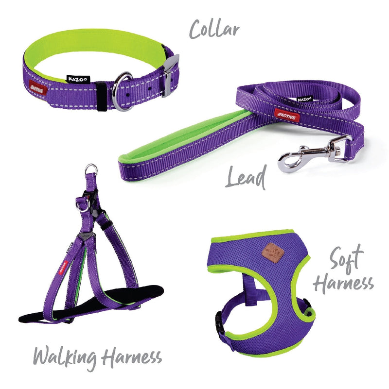 Kazoo Dog Harness Active Soft Purple & Lime-Dog Collars & Leads-Ascot Saddlery