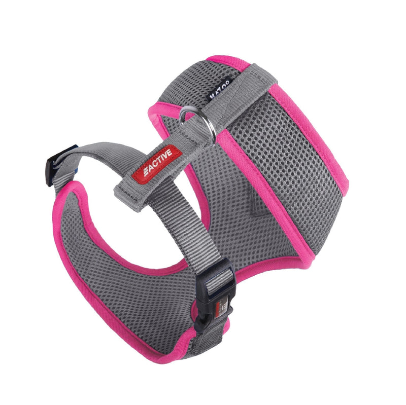 Kazoo Dog Harness Active Soft Silver & Pink-Dog Collars & Leads-Ascot Saddlery