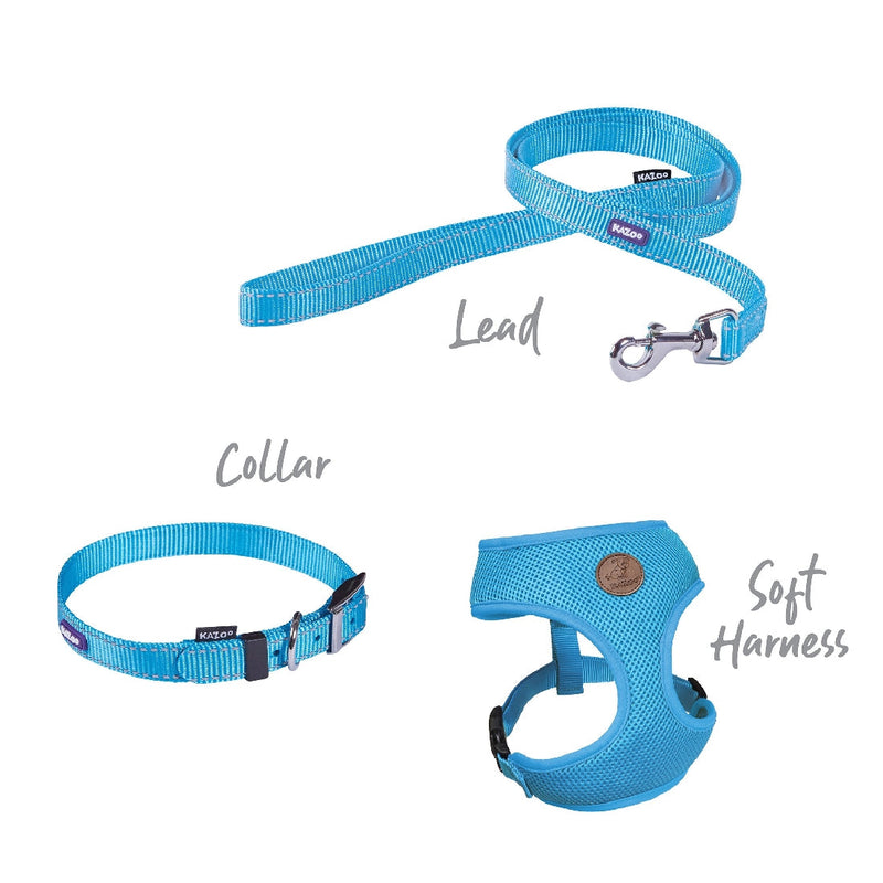 Kazoo Dog Harness Soft Classic Aqua-Dog Collars & Leads-Ascot Saddlery