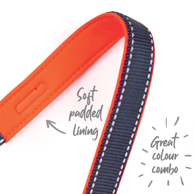 Kazoo Dog Leash Active Slate & Orange 1800mm-Dog Collars & Leads-Ascot Saddlery