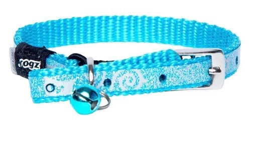 Rogz Cat Collar Sparklecat Pin Buckle 11mm Turquoise-Cat Accessories-Ascot Saddlery