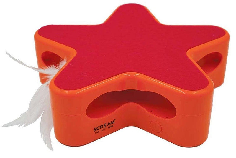 Scream Cat Electronic Star Motion Toy 19cm X 5cm Pink & Orange-Cat Gyms & Toys-Ascot Saddlery