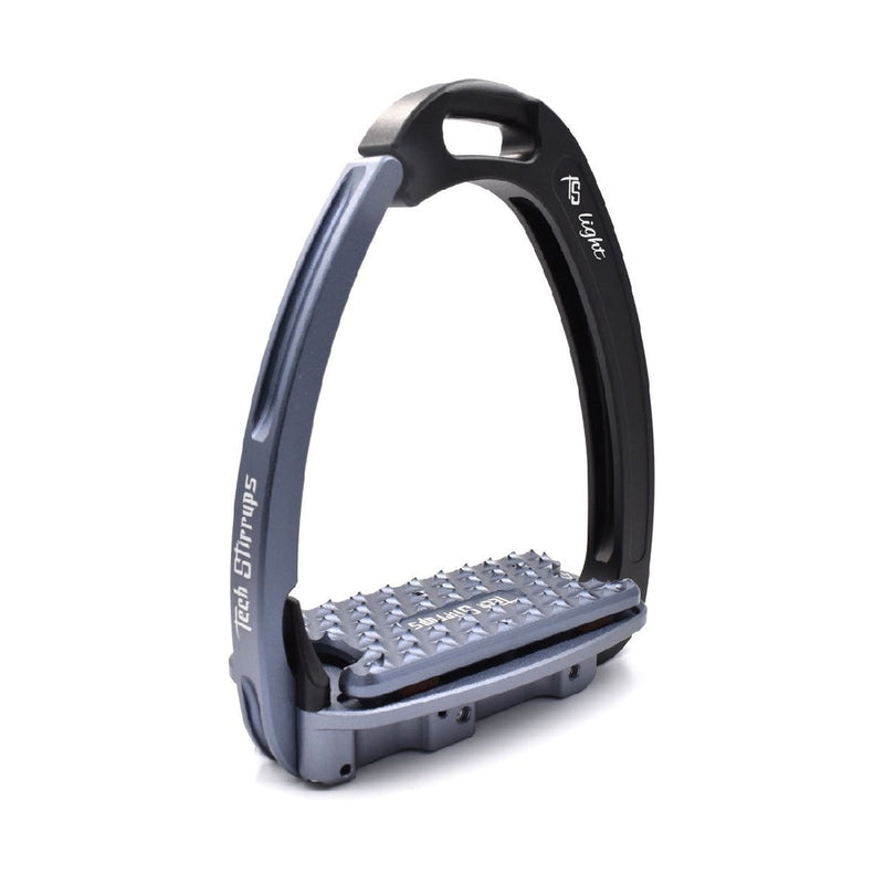 Tech Stirrup Irons Venice Sloped Evo Safety Stirrups Black & Titanium-HORSE: Stirrup Irons-Ascot Saddlery