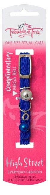 Trouble & Trix Cat Collar High Stretch Blue-Cat Accessories-Ascot Saddlery