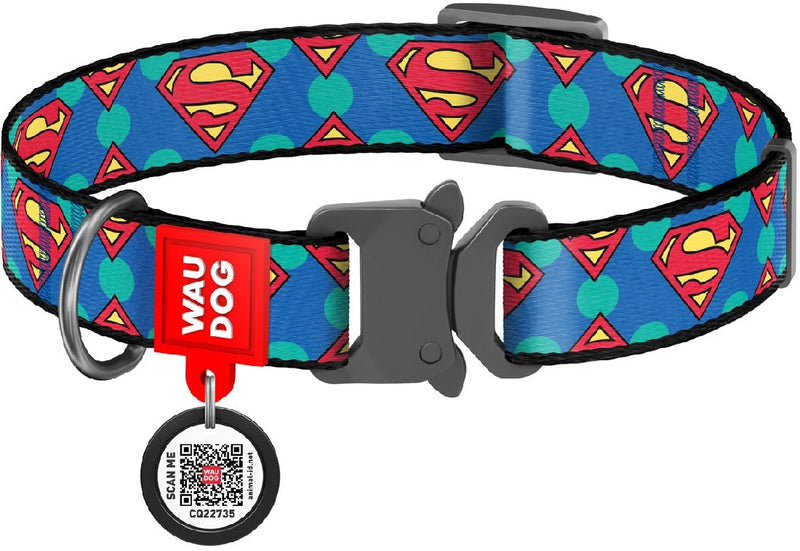 Waudog Dog Collar Superman Logo-Dog Collars & Leads-Ascot Saddlery